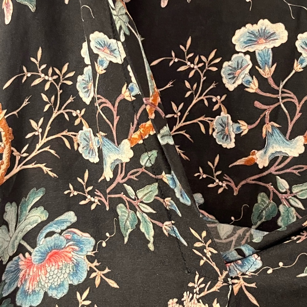 Zara Woman Semi Shear Black Floral V-Neck Blouse Top Size M - Picture 11 of 12